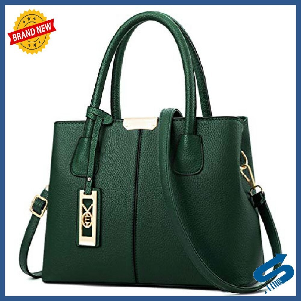 PU Leather Satchel Tote with Multiple Pockets & Detachable Strap - Picture 2 of 8